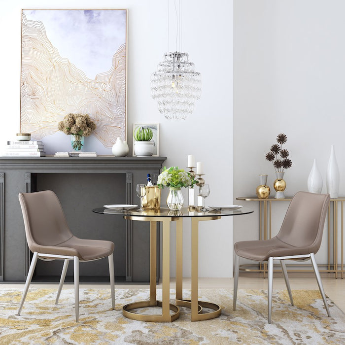 Zuo Modern Magnus Dining Chair Set of 2, Brown/Silver