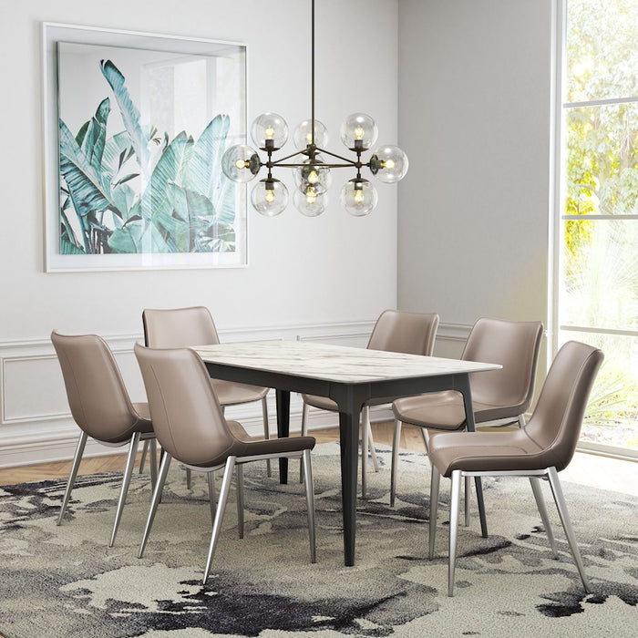 Zuo Modern Magnus Dining Chair Set of 2, Brown/Silver
