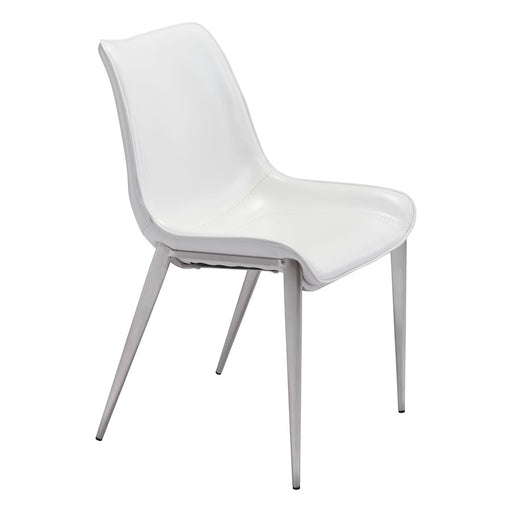 Zuo Modern Magnus Dining Chair Set of 2, White/Silver