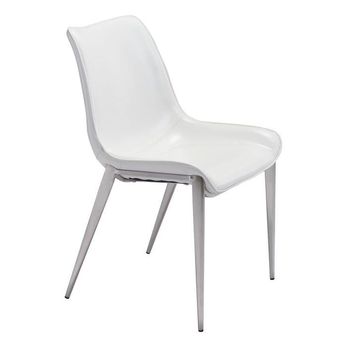 Zuo Modern Magnus Dining Chair Set of 2, White/Silver