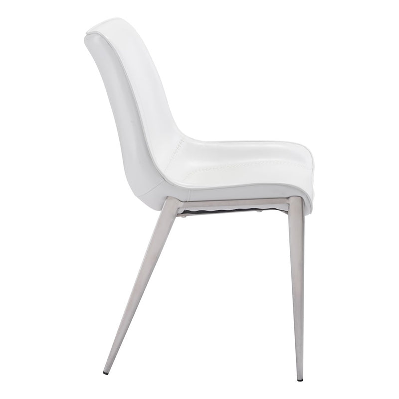 Zuo Modern Magnus Dining Chair Set of 2, White/Silver
