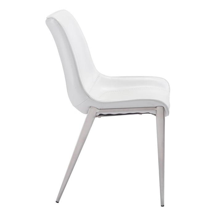 Zuo Modern Magnus Dining Chair Set of 2, White/Silver