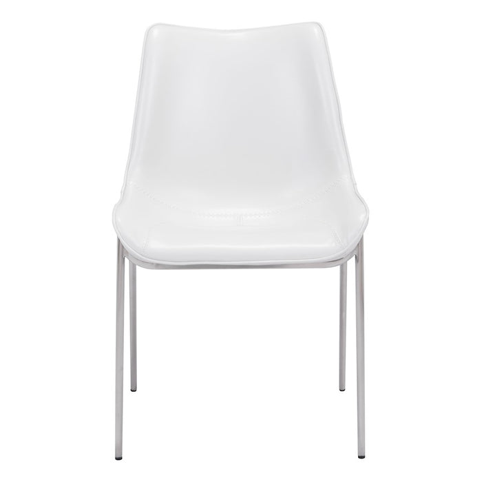 Zuo Modern Magnus Dining Chair Set of 2, White/Silver