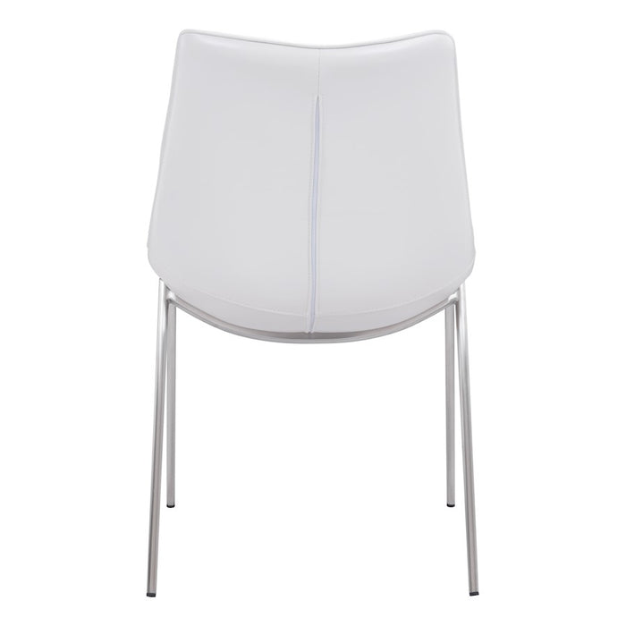Zuo Modern Magnus Dining Chair Set of 2, White/Silver