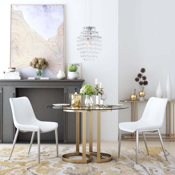 Zuo Modern Magnus Dining Chair Set of 2, White/Silver