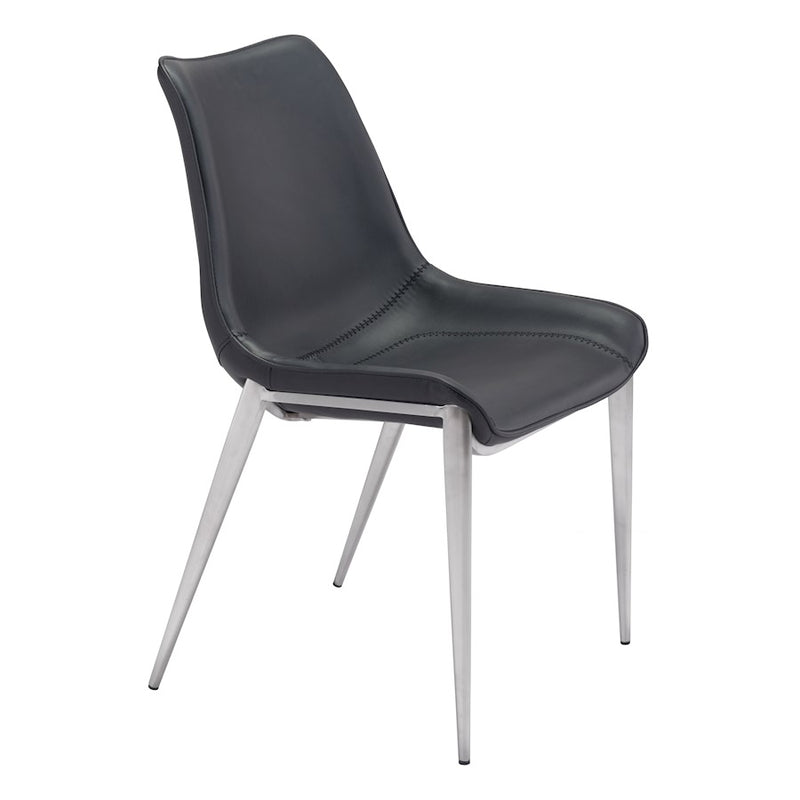 Zuo Modern Magnus Dining Chair Set of 2, Black/Silver