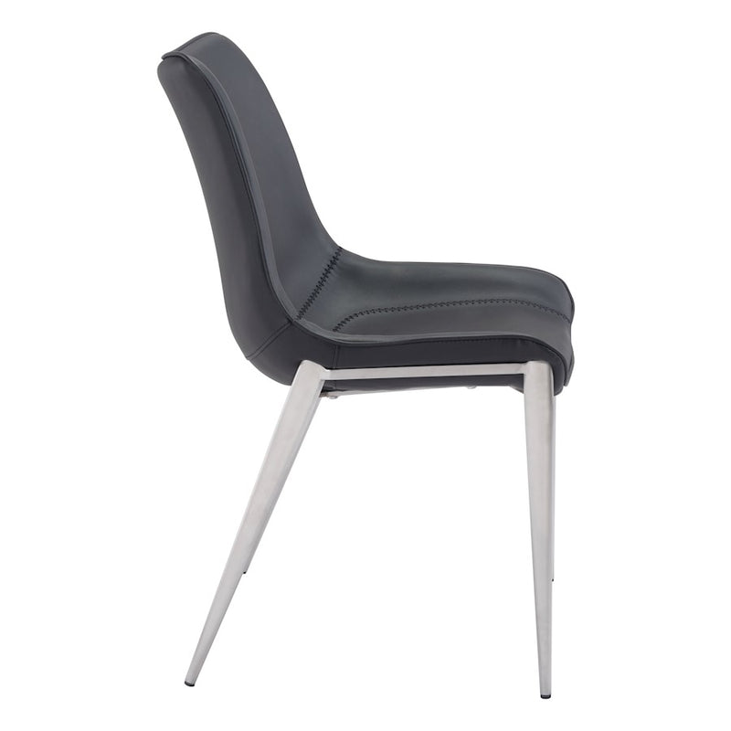 Zuo Modern Magnus Dining Chair Set of 2, Black/Silver