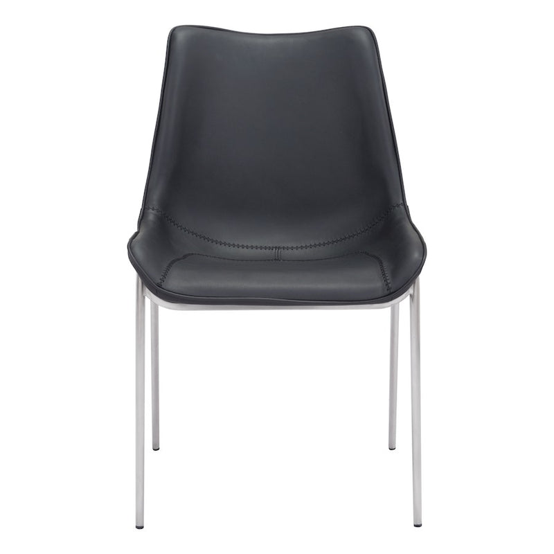 Zuo Modern Magnus Dining Chair Set of 2, Black/Silver