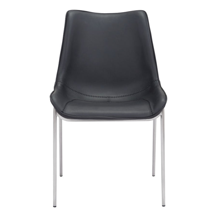 Zuo Modern Magnus Dining Chair Set of 2, Black/Silver