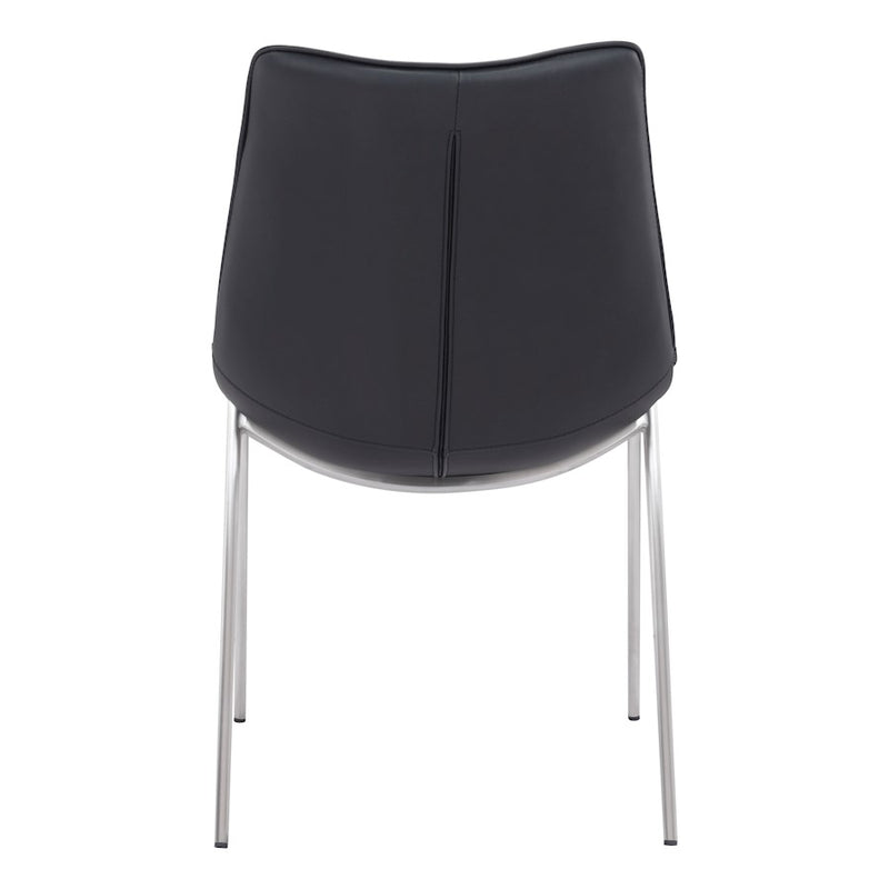 Zuo Modern Magnus Dining Chair Set of 2, Black/Silver