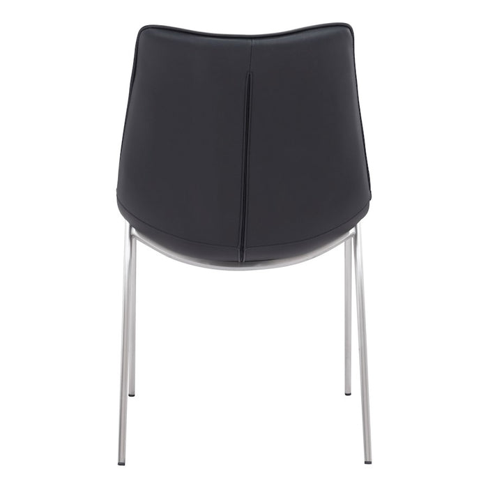 Zuo Modern Magnus Dining Chair Set of 2, Black/Silver
