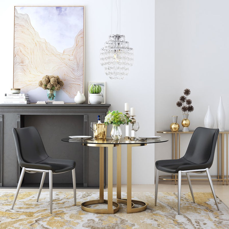 Zuo Modern Magnus Dining Chair Set of 2, Black/Silver
