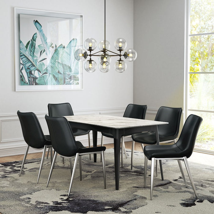 Zuo Modern Magnus Dining Chair Set of 2, Black/Silver