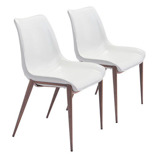 Zuo Modern Magnus Dining Chair Set of 2, White/Walnut - 101273