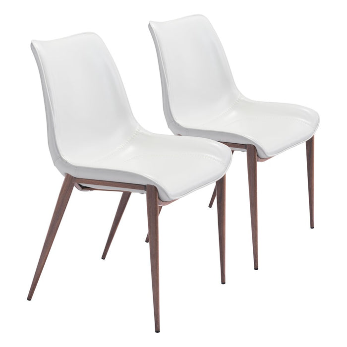 Zuo Modern Magnus Dining Chair Set of 2, White/Walnut - 101273