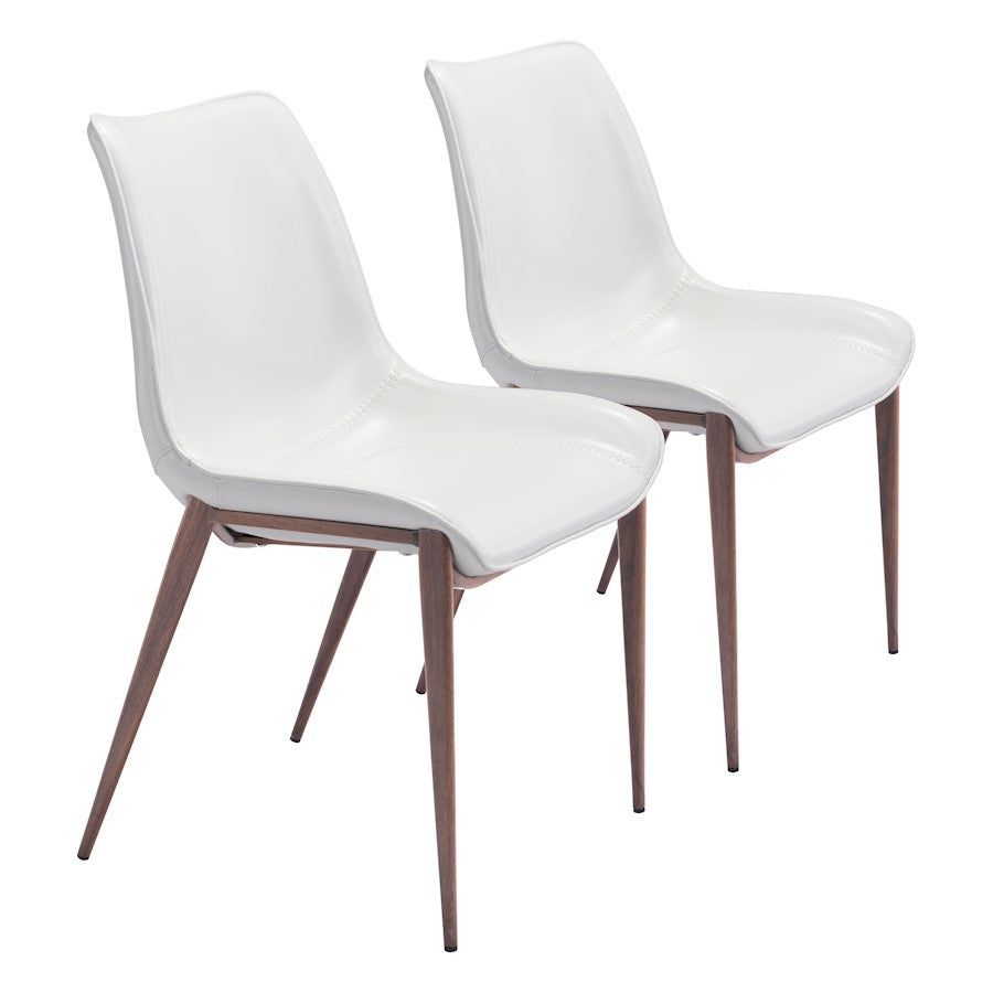 Zuo Modern Magnus Dining Chair Set of 2, White/Walnut - 101273