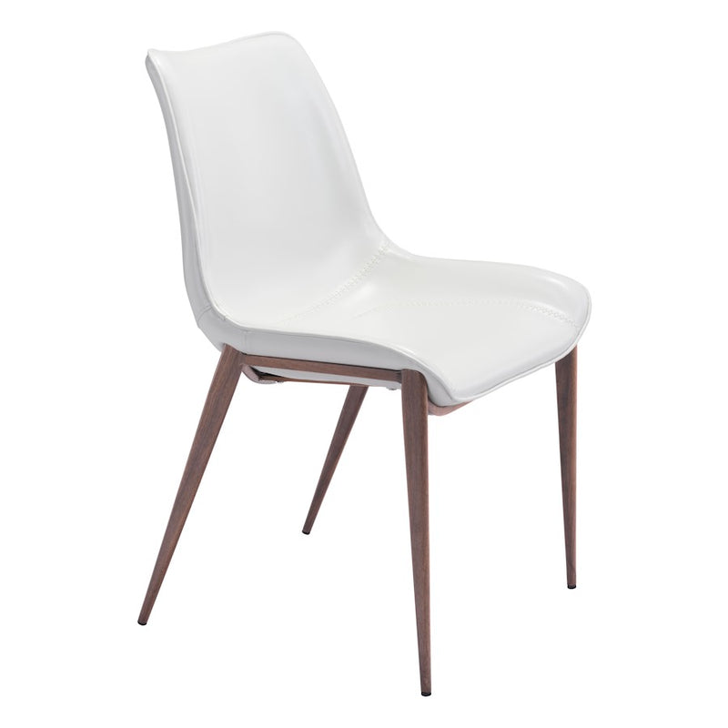 Zuo Modern Magnus Dining Chair Set of 2, White/Walnut