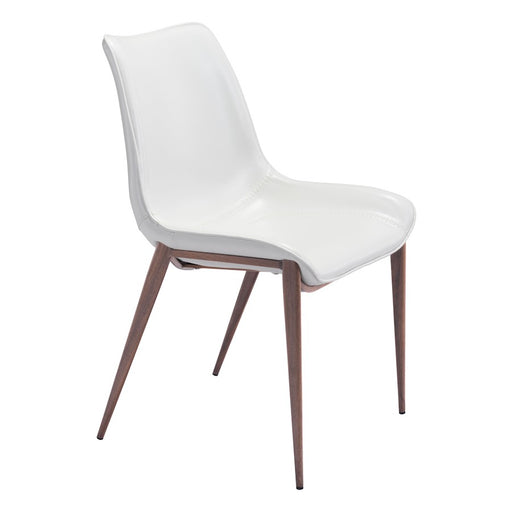 Zuo Modern Magnus Dining Chair Set of 2, White/Walnut