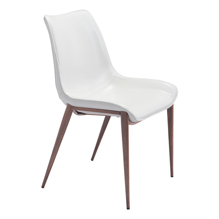 Zuo Modern Magnus Dining Chair Set of 2, White/Walnut