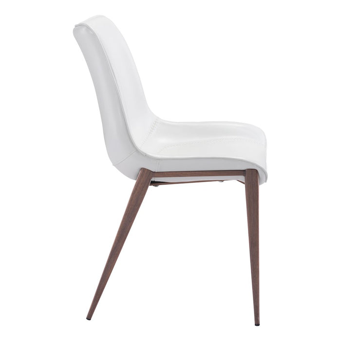 Zuo Modern Magnus Dining Chair Set of 2, White/Walnut