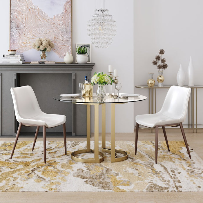 Zuo Modern Magnus Dining Chair Set of 2, White/Walnut