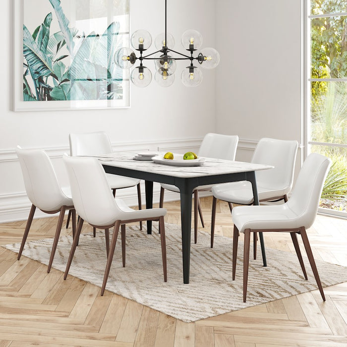 Zuo Modern Magnus Dining Chair Set of 2, White/Walnut