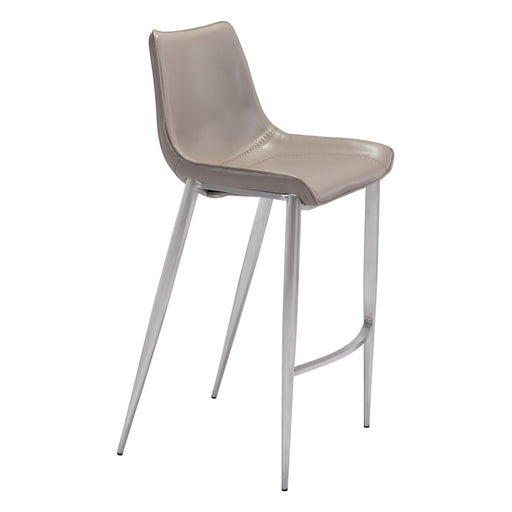 Zuo Modern Magnus BarStool Set of 2, Brown/Silver