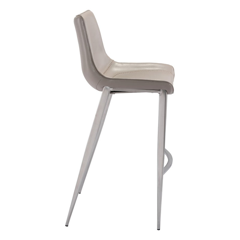 Zuo Modern Magnus BarStool Set of 2, Brown/Silver