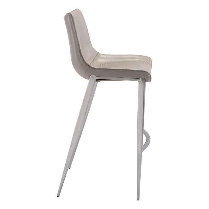 Zuo Modern Magnus BarStool Set of 2, Brown/Silver