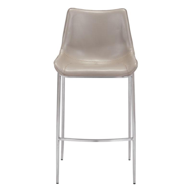 Zuo Modern Magnus BarStool Set of 2, Brown/Silver