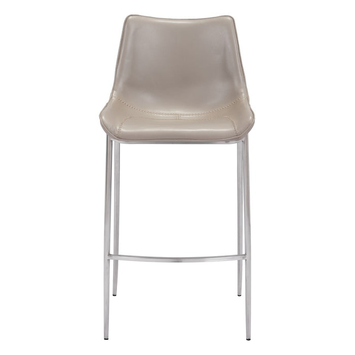 Zuo Modern Magnus BarStool Set of 2, Brown/Silver