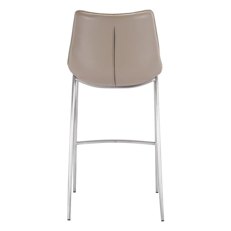 Zuo Modern Magnus BarStool Set of 2, Brown/Silver