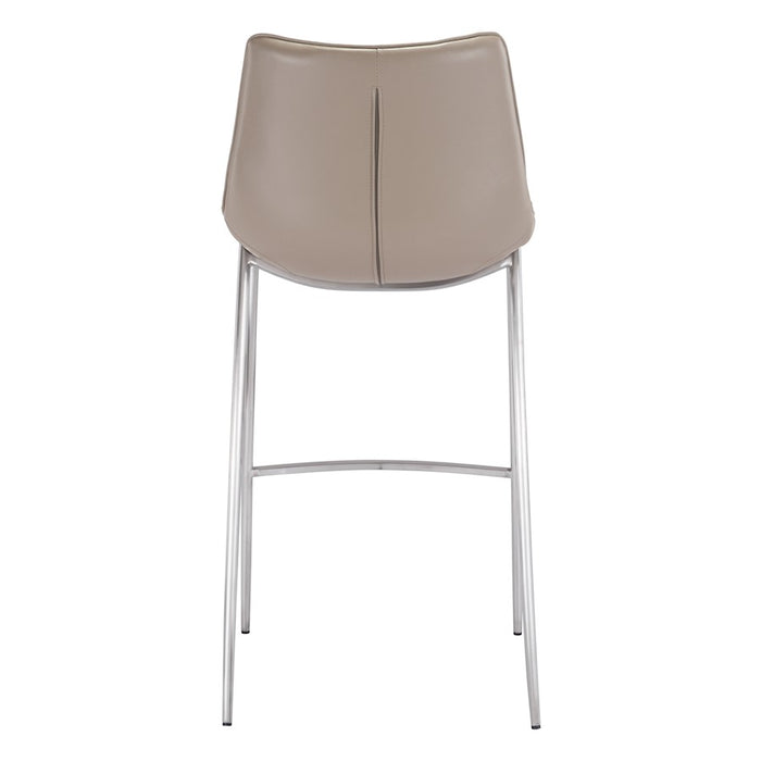 Zuo Modern Magnus BarStool Set of 2, Brown/Silver