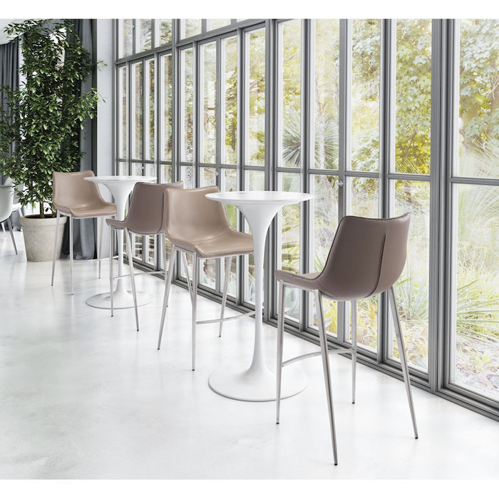 Zuo Modern Magnus BarStool Set of 2, Brown/Silver
