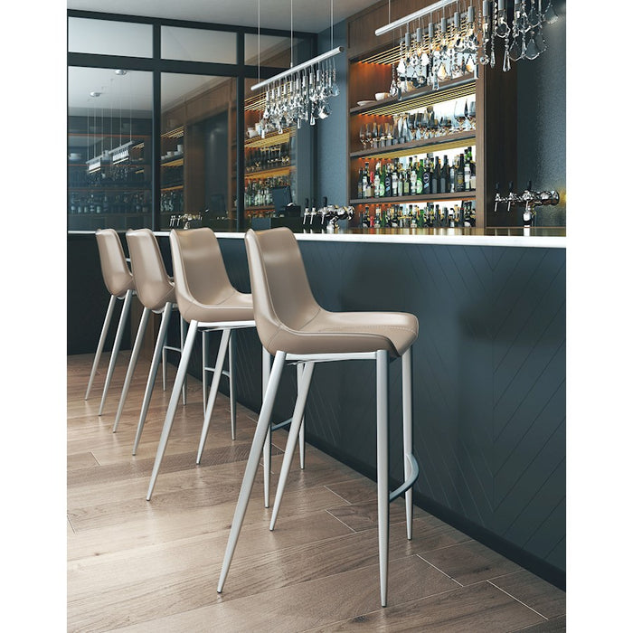 Zuo Modern Magnus BarStool Set of 2, Brown/Silver