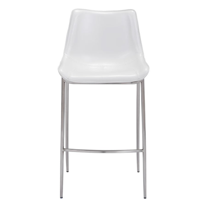 Zuo Modern Magnus BarStool Set of 2, White/Silver
