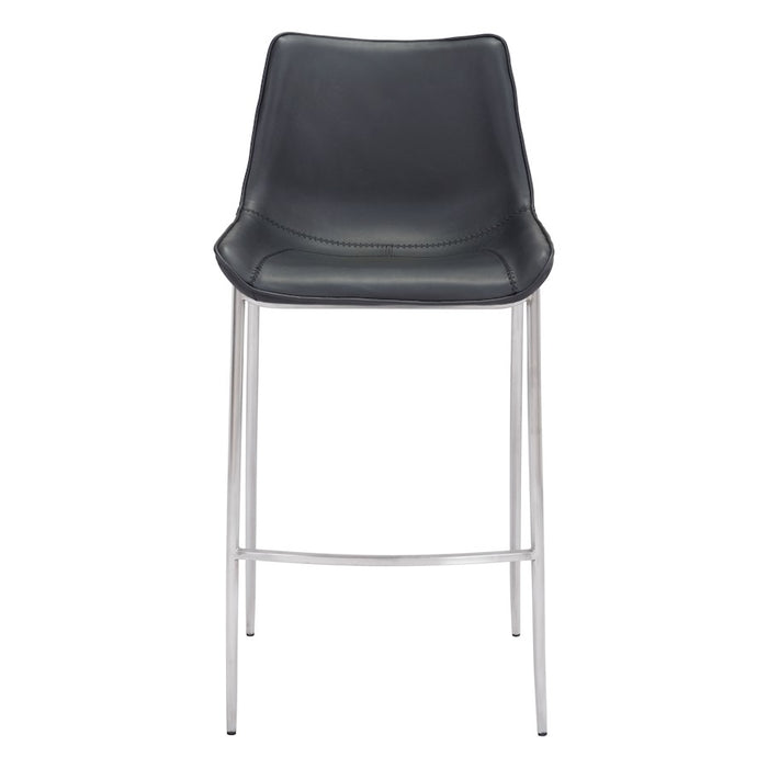 Zuo Modern Magnus BarStool Set of 2, Black/Silver