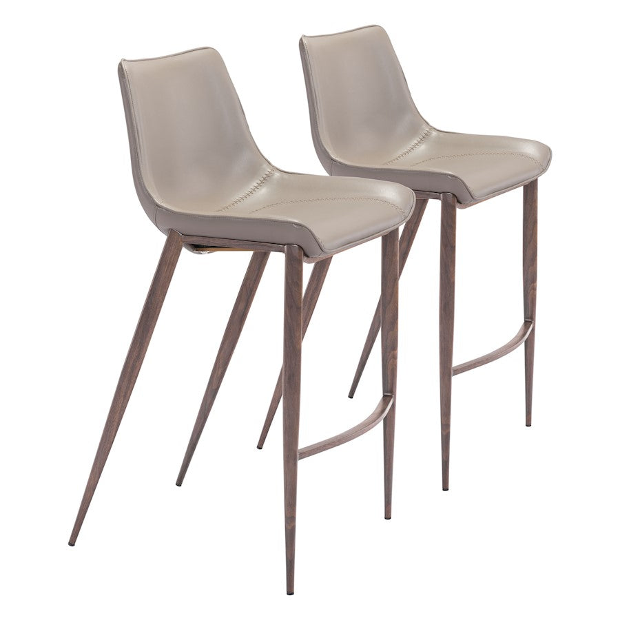 Zuo Modern Magnus BarStool Set of 2, Brown/Walnut - 101277
