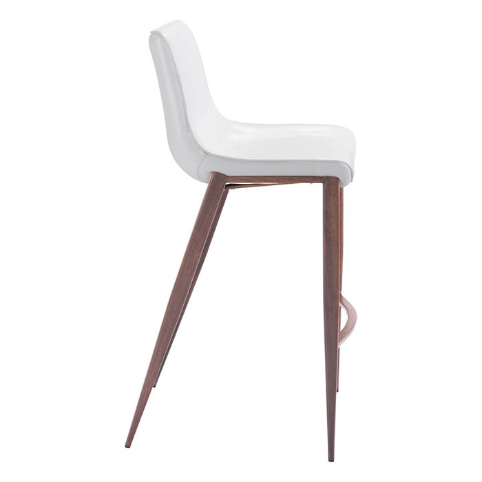 Zuo Modern Magnus BarStool Set of 2, White/Walnut