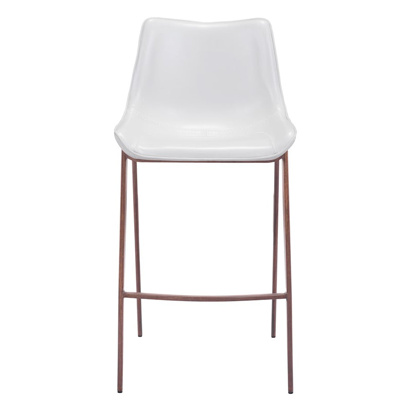 Zuo Modern Magnus BarStool Set of 2, White/Walnut