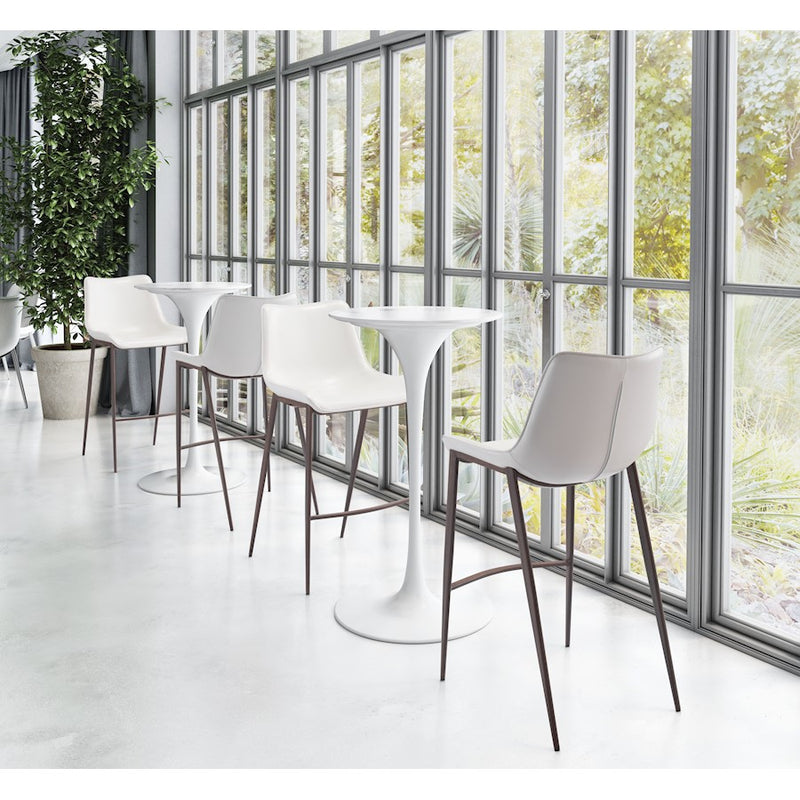 Zuo Modern Magnus BarStool Set of 2, White/Walnut