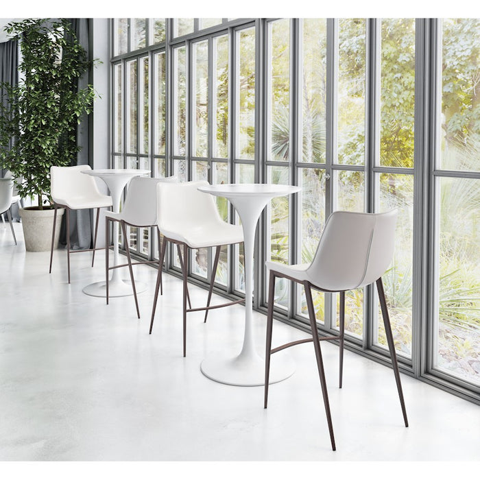 Zuo Modern Magnus BarStool Set of 2, White/Walnut