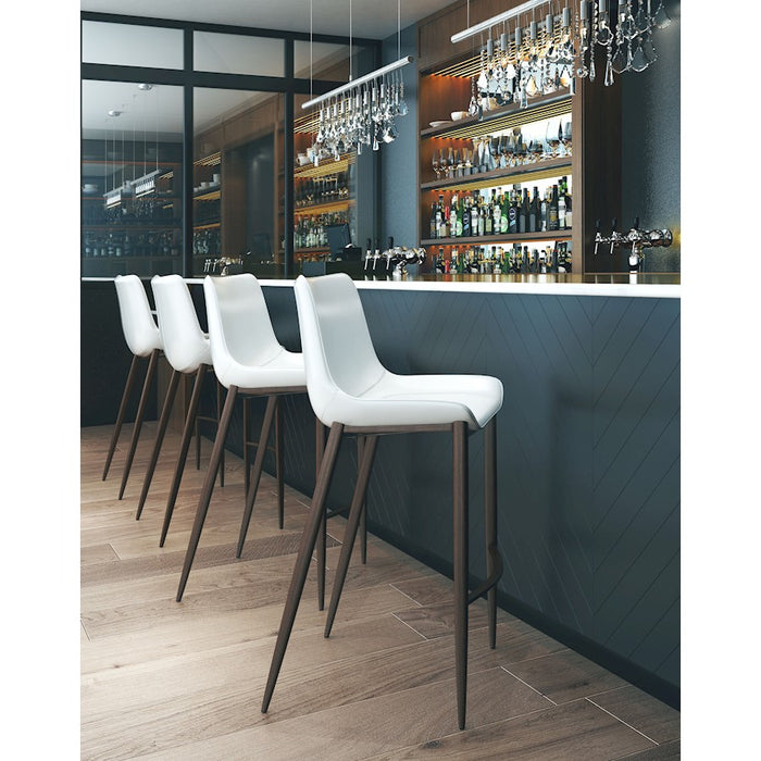 Zuo Modern Magnus BarStool Set of 2, White/Walnut