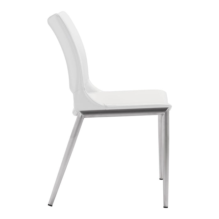 Zuo Modern Ace Dining Chair Set of 2, White/Silver