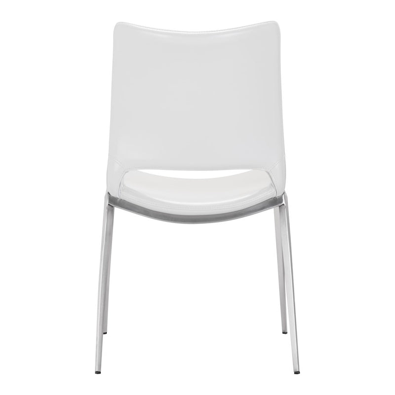 Zuo Modern Ace Dining Chair Set of 2, White/Silver