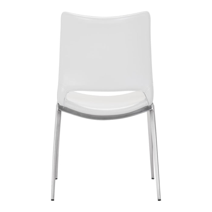 Zuo Modern Ace Dining Chair Set of 2, White/Silver
