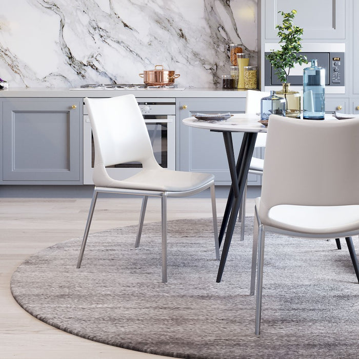 Zuo Modern Ace Dining Chair Set of 2, White/Silver