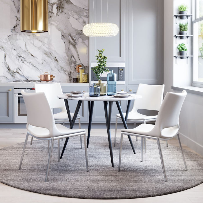 Zuo Modern Ace Dining Chair Set of 2, White/Silver