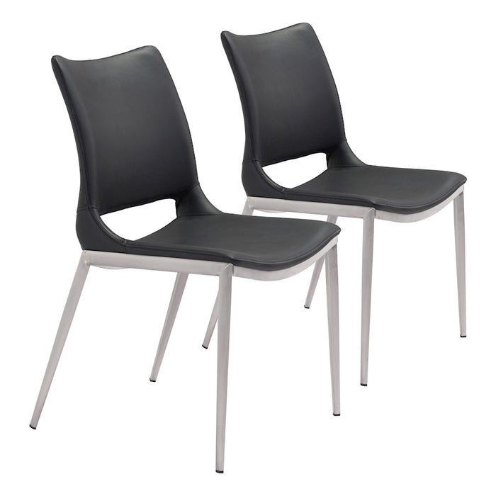 Zuo Modern Ace Dining Chair Set of 2, Black/Silver - 101280