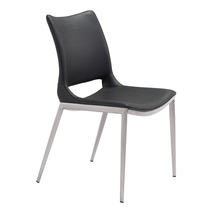 Zuo Modern Ace Dining Chair Set of 2, Black/Silver